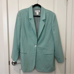 Teal Linen Blazer / Women’s Oversized Fit